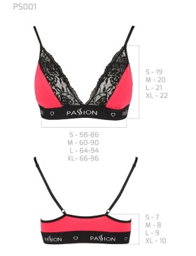 Хлопковый топ с кружевом Passion PS001 TOP RED-BLACK, Цвет: черно-красный, Размеры: S, изображение 3