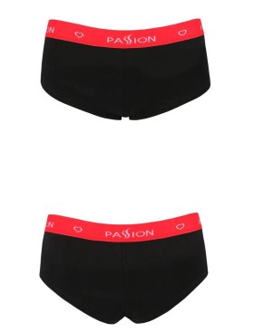 Хлопковые трусики-шорты Passion PS003 PANTIES BLACK, Цвет: черный, Размеры: S, изображение 4