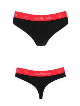 Хлопковые трусики-бразилиана Passion PS009 PANTIES BLACK-RED, Цвет: черно-красный, Размеры: S, изображение 3
