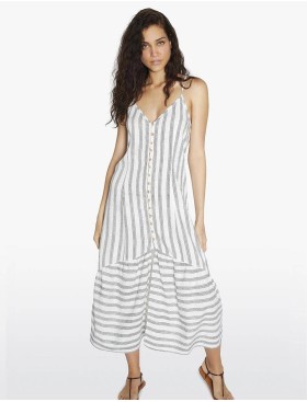 Длинный сарафан в полоску Ysabel Mora LINEN 85823, Цвет: белый/серый, Размеры: S