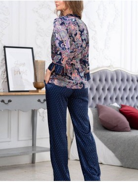 Шелковый комплект-тройка Mia-Amore ETRO 3518, Цвет: темно-синий, Размеры: M, изображение 3