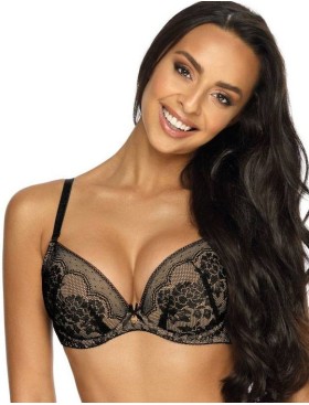 Бюстгальтер балконет пуш-ап MAT MEDISON M-3201-11 черный с бежевым, Цвет: черный, Размеры: 70D