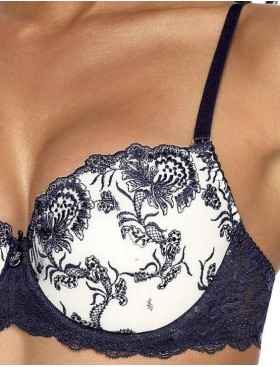 Бюстгальтер балконет пуш-ап MAT LARA M-3207-11, Цвет: темно-синий с экрю, Размеры: 70B, изображение 2