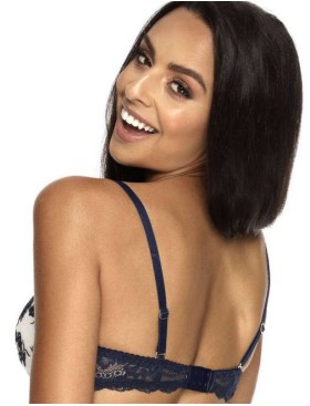 Бюстгальтер балконет пуш-ап MAT LARA M-3207-11, Цвет: темно-синий с экрю, Размеры: 70B, изображение 3
