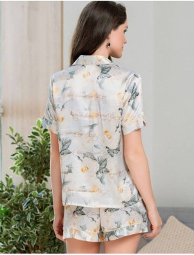 Атласная пижама с шортами Mia-Amore SOPHI 8848, Цвет: пудра, Размеры: XS, изображение 2