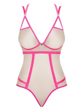 Соблазнительное боди Obsessive NUDELIA TEDDY розовый, Цвет: розовый, Размеры: L/XL, изображение 3