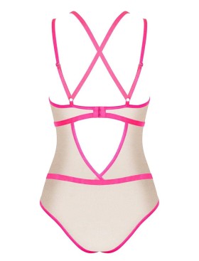 Соблазнительное боди Obsessive NUDELIA TEDDY розовый, Цвет: розовый, Размеры: L/XL, изображение 4