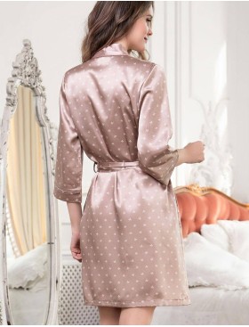 Атласный халат кимоно Mia-Mella CLEVER 8943 бежевый, Цвет: бежевый, Размеры: XS, изображение 2