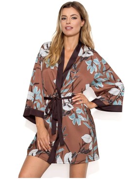 Атласный халат кимоно Nipplex HELADIA, Цвет: шоколад, Размеры: 2XL