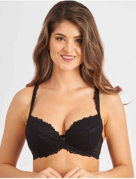 Кружевной бюстгальтер балконет пуш-ап Novella 640 черный, Цвет: черный, Размеры: 75D, изображение 3