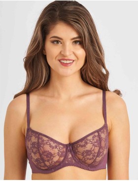 Кружевной мягкий бюстгальтер балконет Lina A 3069 крокус, Цвет: крокус, Размеры: 70C, изображение 4