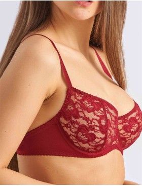 Кружевной мягкий бюстгальтер балконет Lina A 3069 румба, Цвет: румба, Размеры: 75D, изображение 3