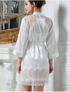 Атласный халат-кимоно Mia-Amore PRINCESS 8043, Цвет: молочно-белый, Размеры: XS, изображение 2