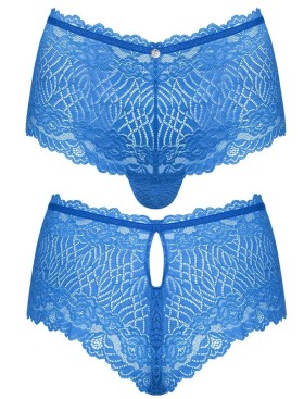 Высокие шортики стринги Obsessive BLUELLIA, Цвет: голубой, Размеры: L/XL, изображение 3