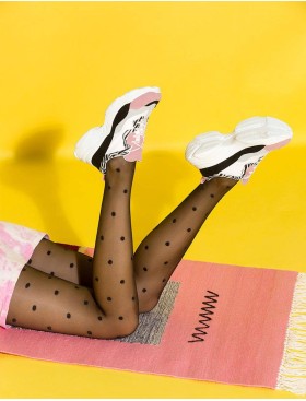 Фантазийные колготки в горох Gabriella 291 EVA чёрный, Цвет: чёрный, Размеры: 2, изображение 2