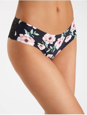 Бесшовные трусы бразилиана Julimex HIBISCUS TANGA, Цвет: черный/розовый, Размеры: S