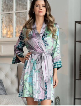 Атласный халат кимоно Mia-Amore GEOMETRY 7003, Цвет: мульти, Размеры: S/M