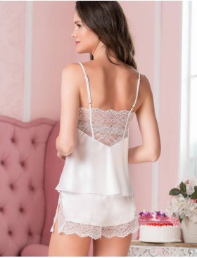 Атласный комплект с шортами Mia-Amore LIDIA 7052, Цвет: белый, Размеры: S, изображение 2