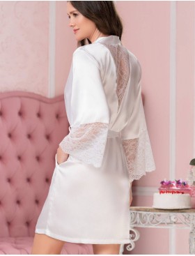 Атласный халат кимоно Mia-Amore LIDIA 7053, Цвет: белый, Размеры: L/XL, изображение 2