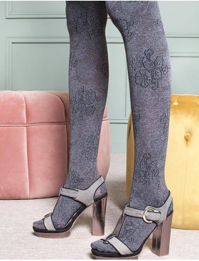 Фантазийные колготки с цветочным узором Gabriella 443 FIONA серый, Цвет: серый, Размеры: 4, изображение 2