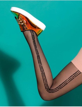 Колготки с линейным узором Gabriella 463 KAYA чёрный, Цвет: чёрный, Размеры: 2