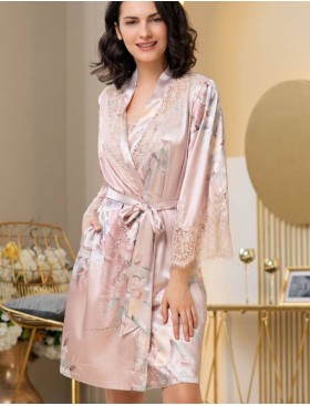 Шелковый халат кимоно Mia-Amore MILINDA 3723, Цвет: жемчужно-розовый, Размеры: S/M