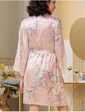 Шелковый халат кимоно Mia-Amore MILINDA 3723, Цвет: жемчужно-розовый, Размеры: S/M, изображение 2