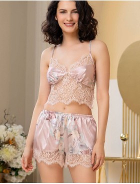 Шелковый комплект тройка Mia-Amore MILINDA 3724, Цвет: жемчужно-розовый, Размеры: L, изображение 2