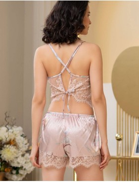 Шелковый комплект тройка Mia-Amore MILINDA 3724, Цвет: жемчужно-розовый, Размеры: L, изображение 3