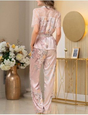 Шелковая пижама с брюками Mia-Amore MILINDA 3726, Цвет: жемчужно-розовый, Размеры: M, изображение 2
