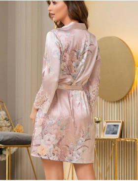 Шелковая ночная рубашка-халат Mia-Amore MILINDA 3727, Цвет: жемчужно-розовый, Размеры: 3XL, изображение 2