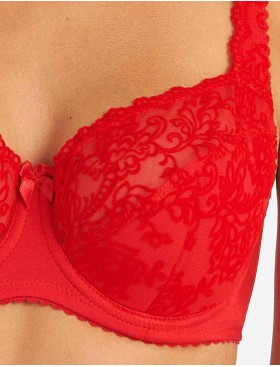 Бюстгальтер полумягкий с флок напылением Simona M 900 бархат красный, Цвет: бархат красный, Размеры: 75F, изображение 4