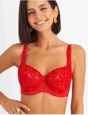 Бюстгальтер полумягкий с флок напылением Simona M 900 бархат красный, Цвет: бархат красный, Размеры: 75F, изображение 3