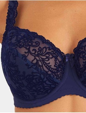 Бюстгальтер полумягкий с флок напылением Simona M 900 бархат темно-синий, Цвет: бархат темно-синий, Размеры: 75H, изображение 3