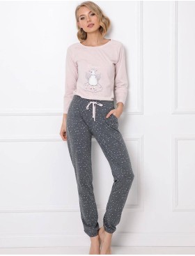 Хлопковая пижама с брюками Aruelle DEBBIE, Цвет: розовый/графит, Размеры: XS, изображение 2