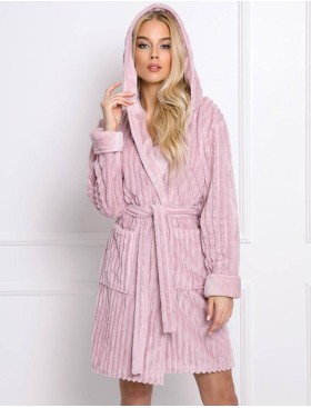 Теплый халат с капюшоном Aruelle PALOMA, Цвет: розовый, Размеры: XS