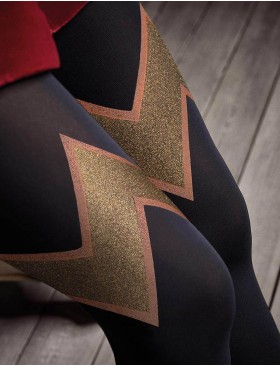 Фантазийные колготки с блестящим узором Marilyn GUCCI G48 60 den чёрный, Цвет: чёрный, Размеры: 1/2, изображение 3