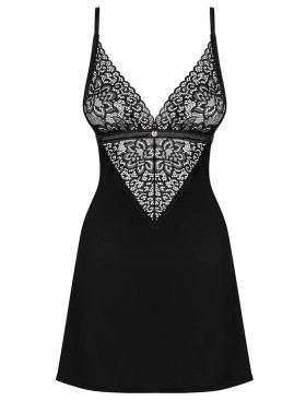 Сексуальная сорочка с трусиками Obsessive CECILLA CHEMISE, Цвет: черный, Размеры: S/M, изображение 3
