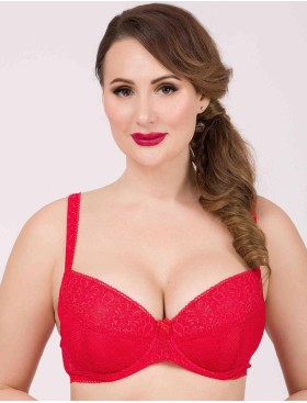 Бюстгальтер балконет пуш-ап Simona M 870 красный-сетка, Цвет: красный-сетка, Размеры: 80C, изображение 2