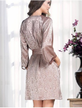 Атласный халат кимоно Mia-Amore MARGARET 8973, Цвет: капучино, Размеры: L/XL, изображение 2