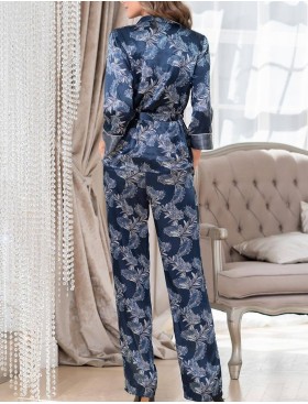 Шелковый комплект тройка Mia-Amore VANESSA 3776, Цвет: темно-синий, Размеры: M, изображение 4