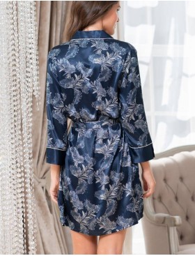 Шелковая рубашка-халат Mia-Amore VANESSA 3777, Цвет: темно-синий, Размеры: XL, изображение 2