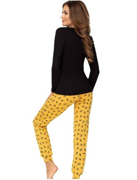 Пижамнный комплект с брюками Donna PRINCESSA, Цвет: горчичный/черный, Размеры: M, изображение 3