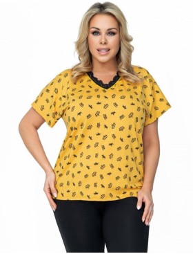 Пижамнный комплект с брюками Donna QUEEN PLUS, Цвет: горчичный/черный, Размеры: 3XL