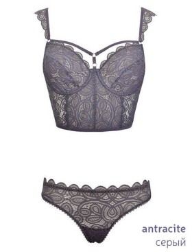 Кружевной комплект бюстье и бразилиана Sielei MAGIC LACE 7038+7037, Цвета: antracite, Размеры: 75B, изображение 5