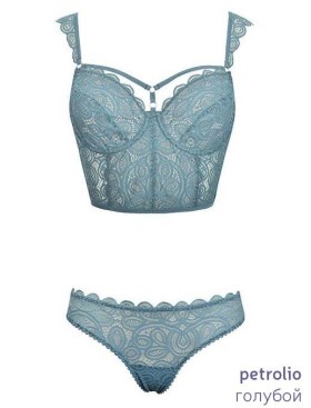 Кружевной комплект бюстье и бразилиана Sielei MAGIC LACE 7038+7037, Цвета: antracite, Размеры: 75B, изображение 3