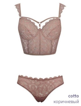 Кружевной комплект бюстье и бразилиана Sielei MAGIC LACE 7038+7037, Цвета: antracite, Размеры: 75B, изображение 4