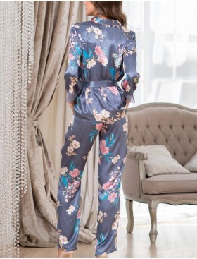 Шелковая пижама с брюками Mia-Amore HENRIETTA 3765, Цвет: жемчужно-серый, Размеры: L, изображение 3