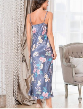 Длинная сорочка из шелка Mia-Amore HENRIETTA 3768, Цвет: жемчужно-серый, Размеры: XL, изображение 2