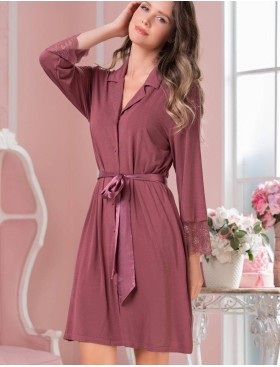 Рубашка-халат из вискозы Mia-Amore LETICIA 1677 какао, Цвет: какао, Размеры: S, изображение 3